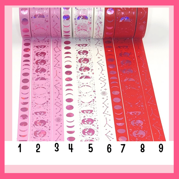 Washi Tape Samples: Lunar Magic in Pink Valentine, White Valentine